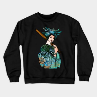 Japanese Geisha Sword Samurai Warrior 110 Crewneck Sweatshirt